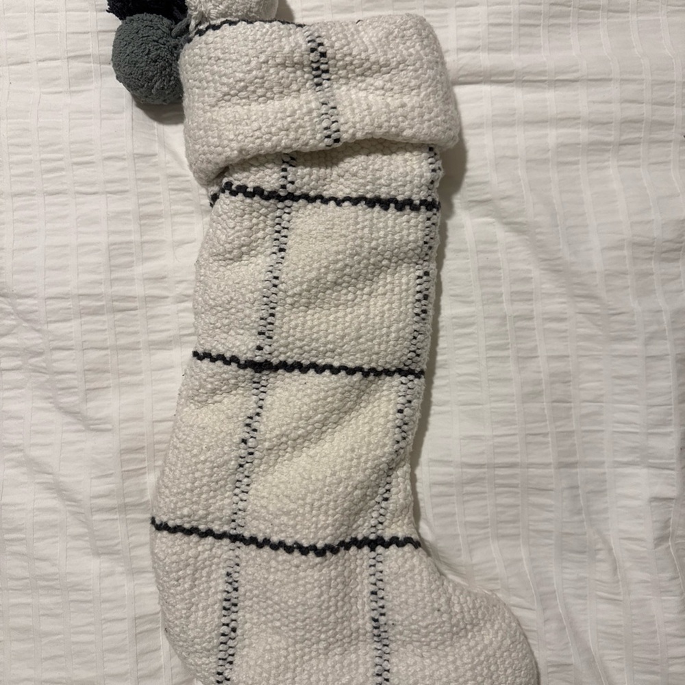 Cozy White and green Knit Stocking